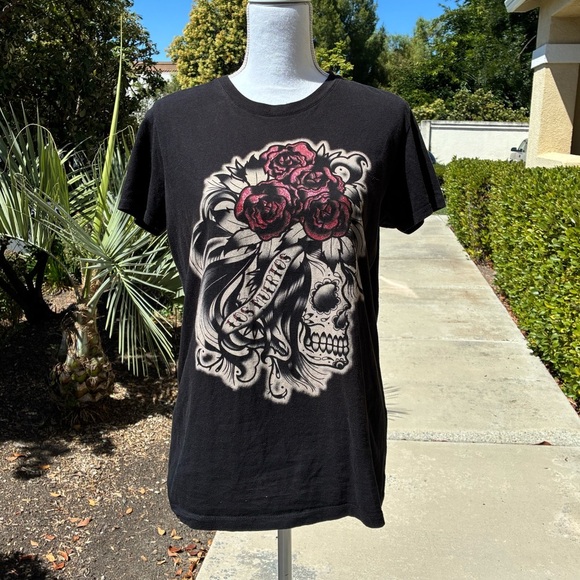 Lucky 13 Los Muertos Skull & Rose Juniors XXL Tee - Picture 1 of 7